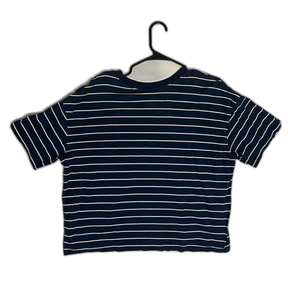 Time and Tru Navy Blue and White Striped Tee - Picture 3 of 3